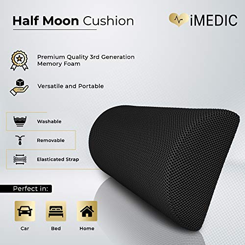 Medipaq - Almohada Viscoelástica Media Luna – Almohada Cervical y de Cuello – Cojín Lumbar y de Baja Espalda – Almohada para Piernas Rodillas y Pies – Sirve Prácticamente para Cualquier Postura