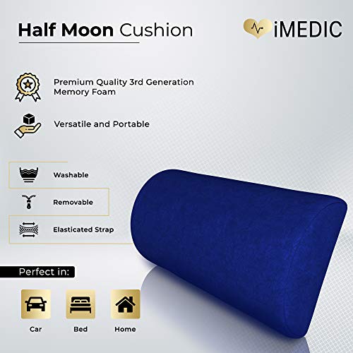 Medipaq - Almohada Viscoelástica Media Luna – Almohada Cervical y de Cuello – Cojín Lumbar y de Baja Espalda – Almohada para Piernas Rodillas y Pies – Sirve Prácticamente para Cualquier Postura