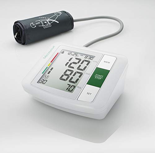 Medisana BU 510 - Tensiómetro para el brazo, pantalla de arritmia, escala de colores de los semáforos de la OMS, para una medición precisa de la tensión arterial y del pulso con función de memoria