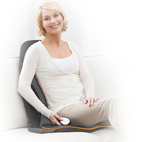 Medisana MC 830 Funda de asiento de masaje Shiatsu, asiento de masaje con cabezales de gel, masaje de gel para toda la espalda, 3 niveles de intensidad, función de calentamiento, mando a distancia