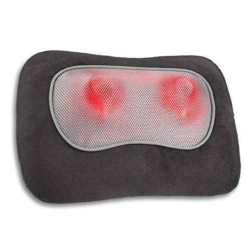 Medisana MC 840 Shiatsu Cojín de masaje , con función de calentamiento, 4 cabezales de masaje giratorios, función de luz roja, con mando a distancia, para cuello, hombros, espalda y piernas
