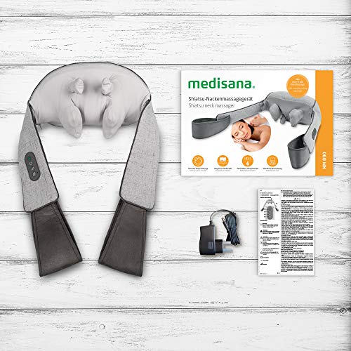 Medisana NM 890 - Masajeador shiatsu para el cuello con función de calentamiento, 3 velocidades, 2 tipos de masaje, experiencia de masaje como con los dedos, para hombro y cuello