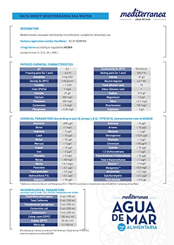 Mediterranea Agua de Mar Alimentaria en Envase de 5 Litros