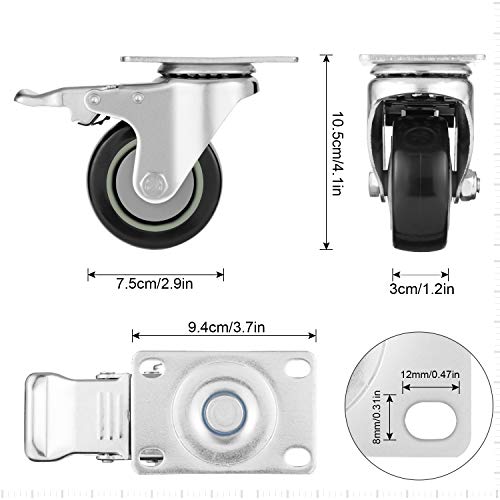 Meditool 4 Ruedas Pivotantes,75mm 400KG,Ruedas para Muebles,Ruedas Giratorias para Muebles con Freno, con Placa de Montaje, (Negro) Meditool 4 Ruedas Pivotantes,75mm 400KG,Ruedas para Muebles,Ruedas Giratorias para Muebles con Freno, con Placa de Montaje, (Negro)