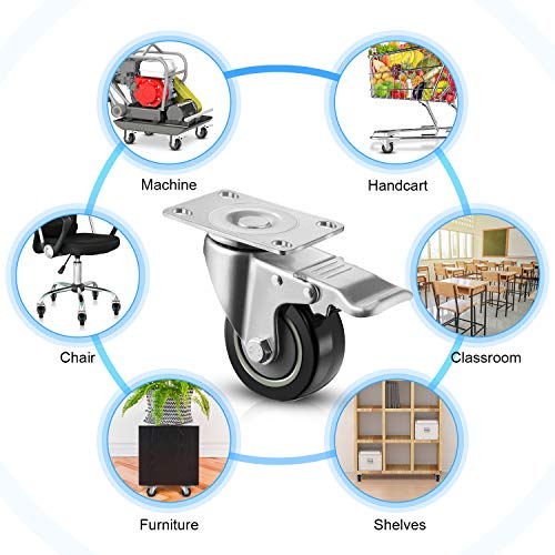 Meditool 4 Ruedas Pivotantes,75mm 400KG,Ruedas para Muebles,Ruedas Giratorias para Muebles con Freno, con Placa de Montaje, (Negro) Meditool 4 Ruedas Pivotantes,75mm 400KG,Ruedas para Muebles,Ruedas Giratorias para Muebles con Freno, con Placa de Montaje, (Negro)