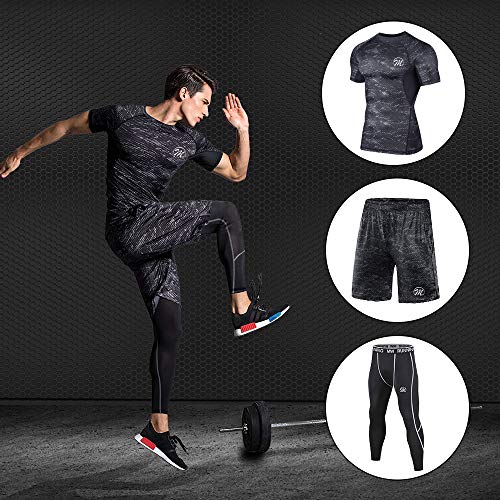 MEETEU 3Pcs Conjunto de Compresión Hombre Camiseta Compresión Deportiva Running Pantalones Compresión Largos Leggings Hombre Fitness para Ciclismo Gym MEETEU 3Pcs Conjunto de Compresión Hombre Camiseta Compresión Deportiva Running Pantalones Compresión Largos Leggings Hombre Fitness para Ciclismo Gym