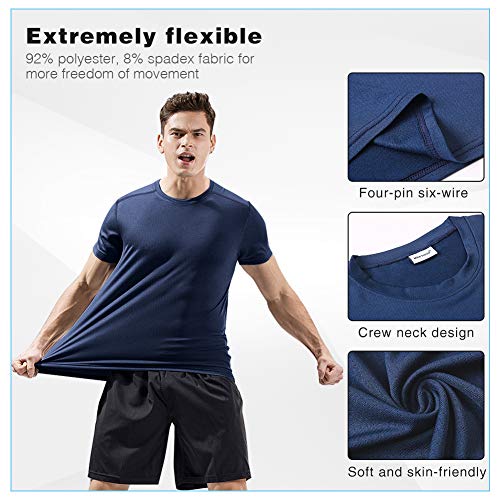 MeetHoo Men’s Sports T-Shirt,Running Top Short Sleeve Shirt Light Breathable tee For Fitness Gym Workout