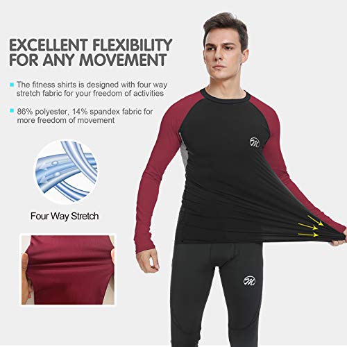 MEETWEE Camiseta Térmica Compresión Hombre, Manga Larga para Deportes Camisetas Transpirable Secado Rápido T-Shirt para Running Ciclismo Fitness