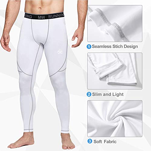 MEETWEE Leggings de compresión para hombre, mallas para correr y secar en la parte inferior de la capa base de los pantalones deportivos para entrenamiento, trotar
