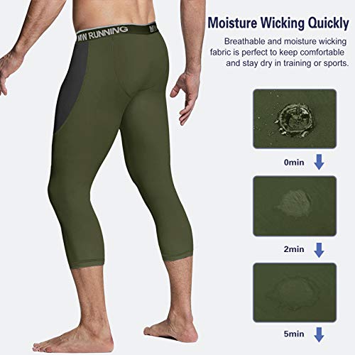 MEETWEE Leggings Hombre, 3/4 Mallas Running Pantalón de Compresión Pantalones Deporte para Fitness Yoga