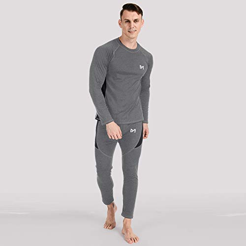 MEETYOO Conjuntos térmicos Hombre, Deportes Ropa Interior térmica Aire Libre Base Layer Thermo Function Ropa Deportiva de Invierno para Running Ciclismo Esquí (Gris, L)