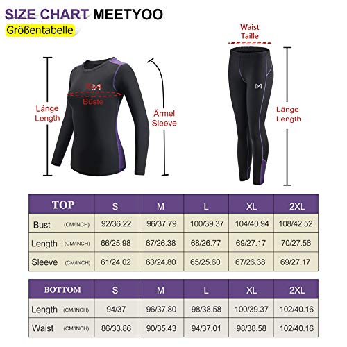 MEETYOO Conjuntos térmicos Mujer, Ropa Interior termica Invierno Base Layer Thermo Pantalones para Running Ciclismo Esquí