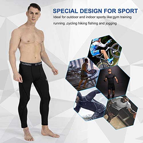 MEETYOO Leggings Hombre, Pantalón de Compresión Secado Rápido Pantalones Deporte Mallas Largas para Running Fitness Yoga