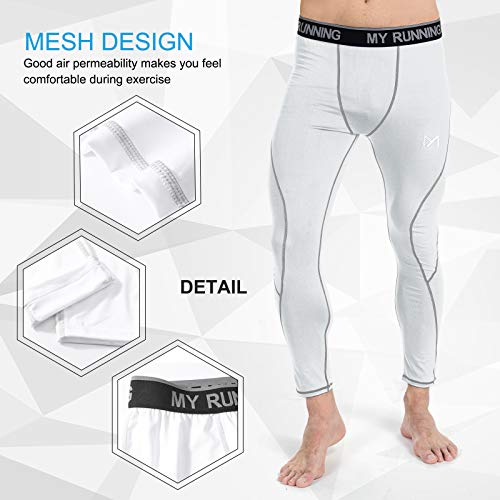 MEETYOO Leggings Hombre, Pantalón de Compresión Secado Rápido Pantalones Deporte Mallas Largas para Running Fitness Yoga