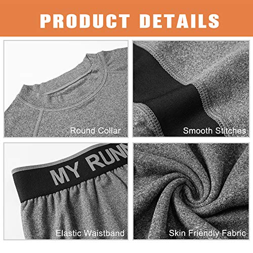 MEETYOO Ropa Interior Térmica Niño, Conjuntos Térmicos de Esquí Funcional Camiseta Térmicos Pantalón para Running Futbolístico Deportes de Invierno