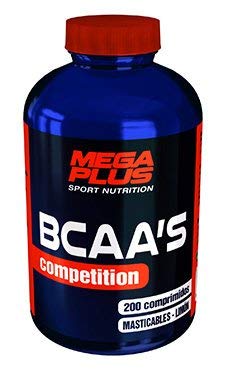 MEGA PLUS BCAA'S COMPETITION COMPRIMIDOS MASTICABLES - Complemento alimenticio a base de aminoácidos ramificados - 200 Comprimidos masticables, Limón