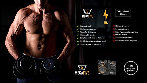 MEGAFIVE – Guantes Crossfit para Gimnasio Entrenamiento, la musculación, Fitness, Barra de tracción, Protege el muñecas para Hombre y Mujer (S)