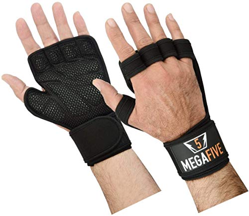 MEGAFIVE – Guantes Crossfit para Gimnasio Entrenamiento, la musculación, Fitness, Barra de tracción, Protege el muñecas para Hombre y Mujer (S)