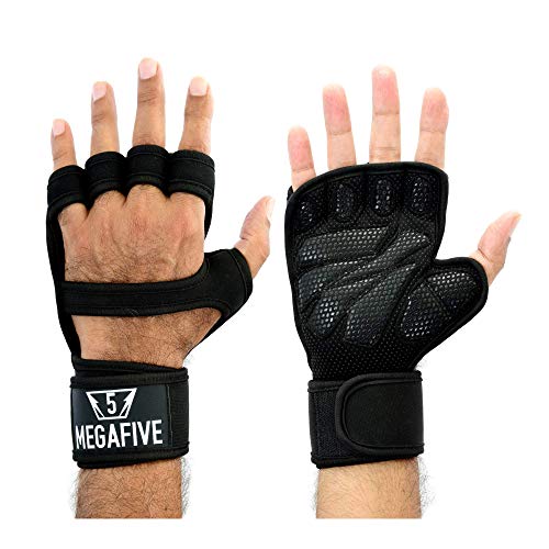 MEGAFIVE – Guantes de musculación, Fitness, Gimnasia Ideal para Entrenamientos intensivos versión Mejorada con un Protector de muñeca y un Mantenimiento de Manos, para Hombre y Mujer (L)