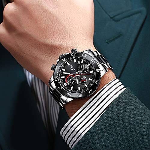 MEGALITH Relojes Hombre Reloj Cronografo Grande Militar Negro Acero Inoxidable Impermeable Relojes de Pulsera Deportivos Analogicos Luminosos Fecha MEGALITH Relojes Hombre Reloj Cronografo Grande Militar Negro Acero Inoxidable Impermeable Relojes de Pulsera Deportivos Analogicos Luminosos Fecha