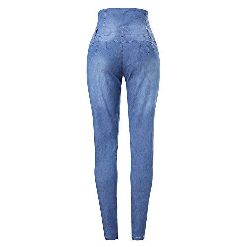 MEIbax Leggings Vaqueros Pantalones para Mujeres de Cintura Alta Ajustados Tallas Grandes Push up de Mezclilla Delgado Bolsillos Leggins Jeans Skinny Mallas elásticas Leotardos