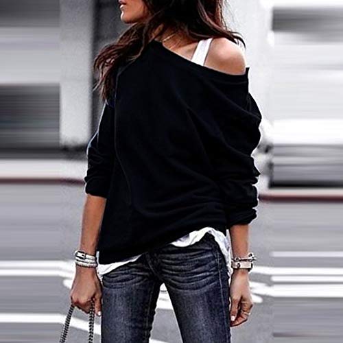 MEIbax Mujer Camiseta Casual Moda de un Solo Hombro Oblicuo de Color sólido Tallas Grandes de Manga Larga Escote en V Sólido Camisas Sudadera Abrigo Tops Blusa Outwear Pullover Sweatshirt Superior MEIbax Mujer Camiseta Casual Moda de un Solo Hombro Oblicuo de Color sólido Tallas Grandes de Manga Larga Escote en V Sólido Camisas Sudadera Abrigo Tops Blusa Outwear Pullover Sweatshirt Superior