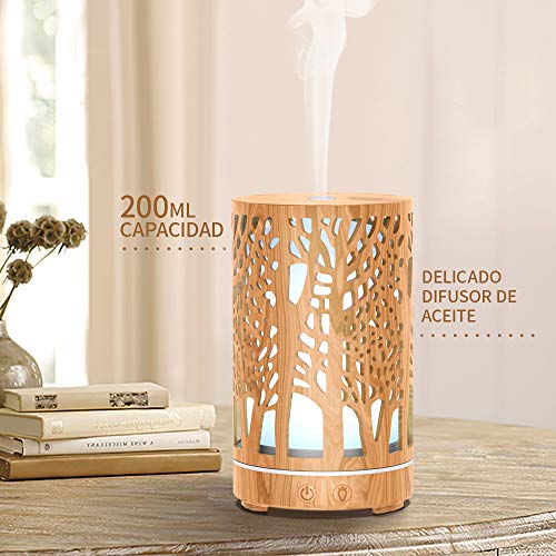 MEIDI difusor de aromas,200ML humidificador bebes,7 Colores led ultrasónico difusor aceites esenciales,Con modo de niebla ajustable nebulizador befresh home ambientador casa,Hogar, Oficina,Yoga