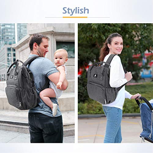 Meinkind Bolso-Mochila Bebe, Mochila Carrito Bebe Mamá Viajar, Bolso Carro Bebe Multifuncional Portátil, Mochila Bebe para Pañales y Biberones Térmicos, Oxford Bolso Bebe con Gran Capacidad, Gris