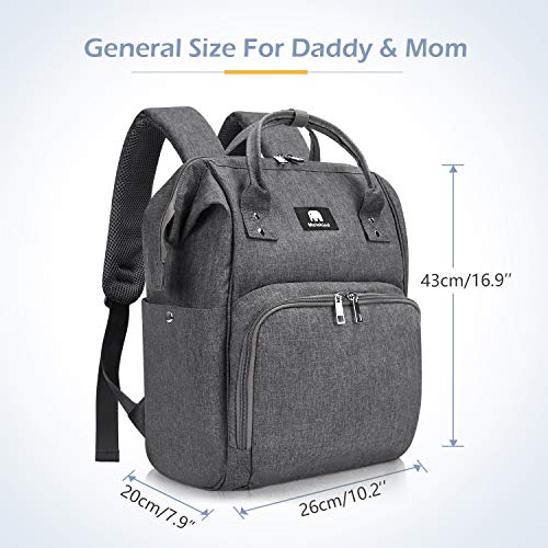 Meinkind Bolso-Mochila Bebe, Mochila Carrito Bebe Mamá Viajar, Bolso Carro Bebe Multifuncional Portátil, Mochila Bebe para Pañales y Biberones Térmicos, Oxford Bolso Bebe con Gran Capacidad, Gris