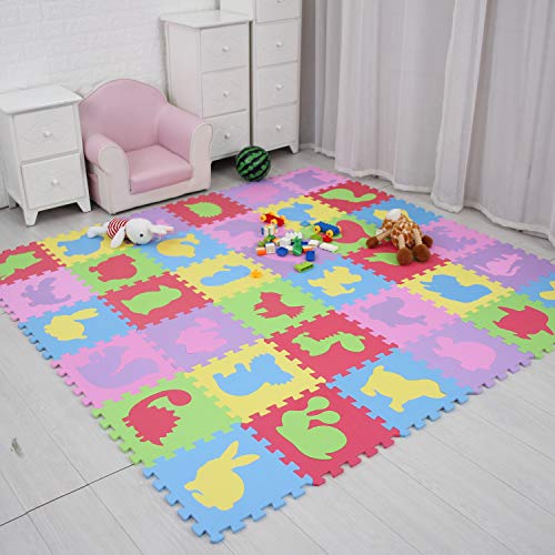 meiqicool Alfombrillas para Puzzles | Alfombra Puzzle para Niños Bebe Infantil 18 Piezas Suelo de Goma EVA Suave 142 x 114cm 535556