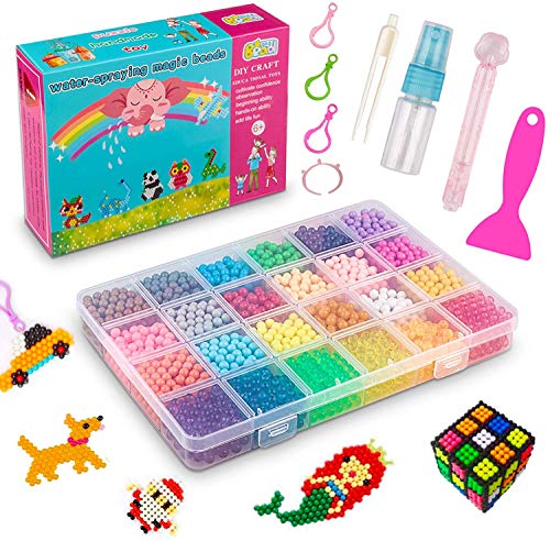 MEIRUIER 4000pcs Regalo Chico Chica Niños DIY Educativos Artesanía Craft Kits Abalorios Cuentas de Agua 4000 Perlas Kit Abalorios 24 Colors(6 Jewel)