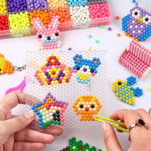 MEIRUIER 4000pcs Regalo Chico Chica Niños DIY Educativos Artesanía Craft Kits Abalorios Cuentas de Agua 4000 Perlas Kit Abalorios 24 Colors(6 Jewel)