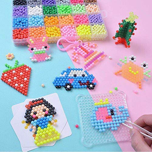 MEIRUIER 4000pcs Regalo Chico Chica Niños DIY Educativos Artesanía Craft Kits Abalorios Cuentas de Agua 4000 Perlas Kit Abalorios 24 Colors(6 Jewel)