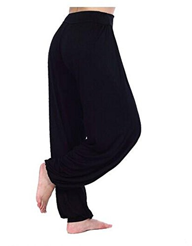 MEISHINE® Mujer Pantalones de Yoga Algodón Modal Harem Pantalón Polainas por Danza, Yoga, Ganduleado, Fitness - Muy Suave (Size XL, Negro)