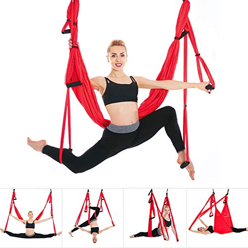 MelkTemn Columpio de Yoga Aéreo Hamaca de Yoga/Yoga Aéreo/Yoga Trapecio,Tafetán de Nailon Antigravedad Swing Sling Inversión para Colgarse y Aliviar el Dolor de Espalda, para Gimnasio, hogar