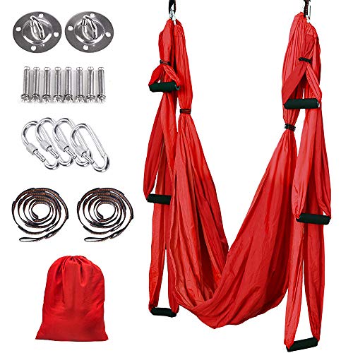 MelkTemn Columpio de Yoga Aéreo Hamaca de Yoga/Yoga Aéreo/Yoga Trapecio,Tafetán de Nailon Antigravedad Swing Sling Inversión para Colgarse y Aliviar el Dolor de Espalda, para Gimnasio, hogar