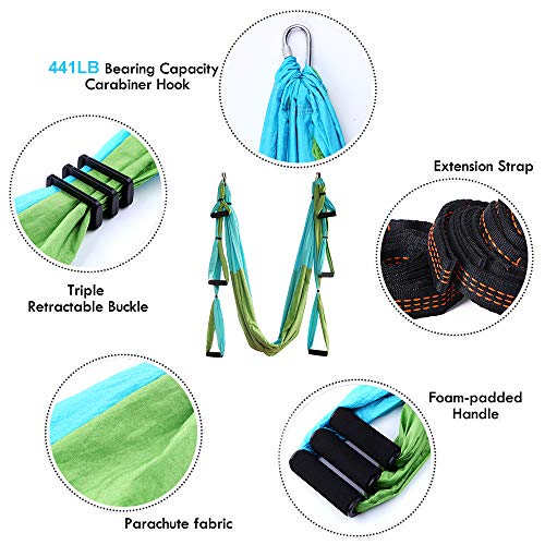 MelkTemn Columpio de Yoga Aéreo Hamaca de Yoga/Yoga Aéreo/Yoga Trapecio,Tafetán de Nailon Antigravedad Swing Sling Inversión para Colgarse y Aliviar el Dolor de Espalda, para Gimnasio, hogar MelkTemn Columpio de Yoga Aéreo Hamaca de Yoga/Yoga Aéreo/Yoga Trapecio,Tafetán de Nailon Antigravedad Swing Sling Inversión para Colgarse y Aliviar el Dolor de Espalda, para Gimnasio, hogar