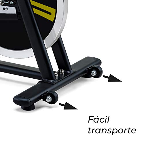 Mellerware - Bicicleta Estatica spinning - Resistencia ajustable con Pantalla LCD y pulsómetro. Sillín y manillar regulables. spinning bike - Disco de Inercia 16 Kg (Track)