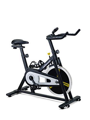 Mellerware - Bicicleta Estatica spinning - Resistencia ajustable con Pantalla LCD y pulsómetro. Sillín y manillar regulables. spinning bike - Disco de Inercia 16 Kg (Track)