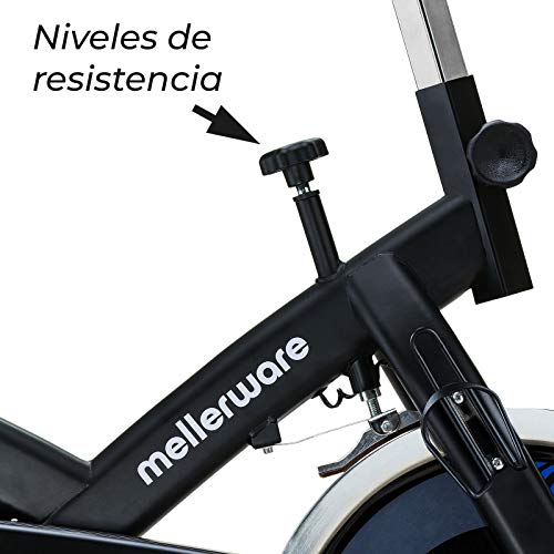Mellerware - Bicicleta Estatica spinning - Resistencia ajustable con Pantalla LCD y pulsómetro.Sillín y manillar regulables. spinning bike. Disco de Inercia 22 Kg (Path)