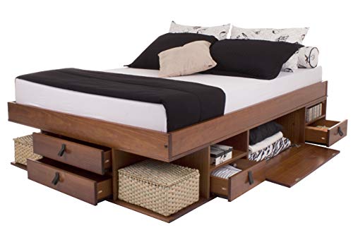 Memomad Cama Funcional Bali 160x200 cm - Estructura con Mucho Espacio de almacenaje y cajones, Ideal para dormitorios pequeños - Cama de Madera Maciza de Pino - Precio Incl. somier de Madera