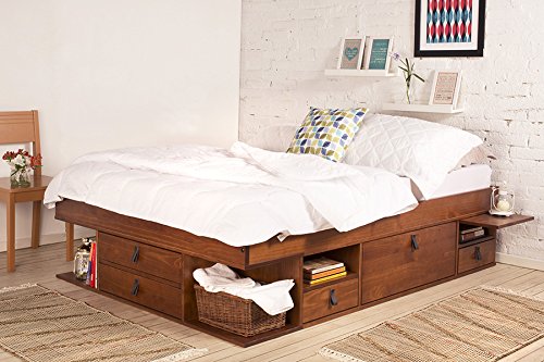 Memomad Cama Funcional Bali 180x200 cm - Estructura con Mucho Espacio de almacenaje y cajones, Ideal para dormitorios pequeños - Cama de Madera Maciza de Pino - Precio Incl. somier de Madera