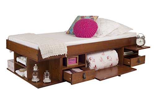 Memomad Cama Funcional Bali 90x190 cm - Estructura con Mucho Espacio de almacenaje y cajones, Ideal para dormitorios pequeños - Cama de Madera Maciza de Pino - Precio Incl. somier de Madera Memomad Cama Funcional Bali 90x190 cm - Estructura con Mucho Espacio de almacenaje y cajones, Ideal para dormitorios pequeños - Cama de Madera Maciza de Pino - Precio Incl. somier de Madera