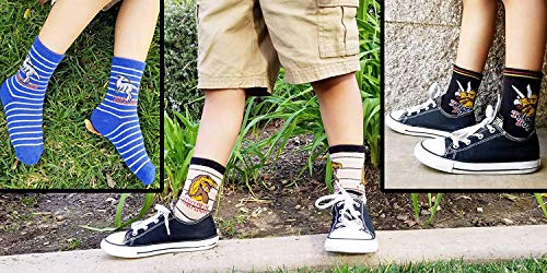 Memoryee Calcetines de dinosaurios de dibujos animados de moda para niños 4-16 años de edad, el mejor regalo de algodón para niños Sport Crew Sock Set de 10 paquetes