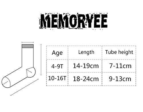 Memoryee Calcetines de dinosaurios de dibujos animados de moda para niños 4-16 años de edad, el mejor regalo de algodón para niños Sport Crew Sock Set de 10 paquetes