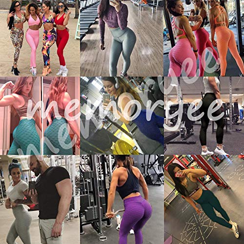 Memoryee Panal arrugado para nalgas de las mujeres leggings Levante los pantalones de yoga de cintura alta Elegante con gimnasio de control de la barriga/Grey/XL