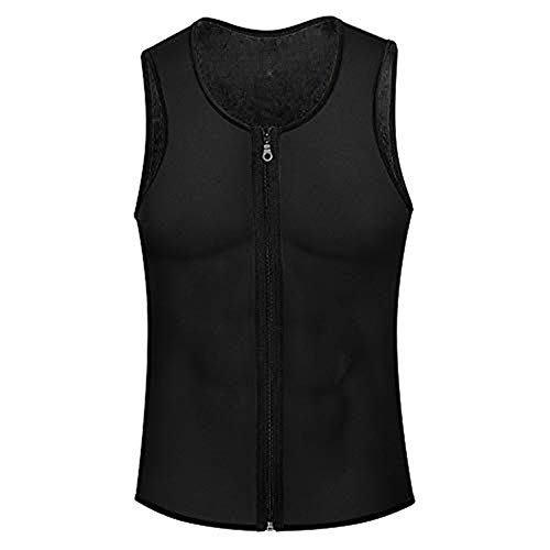 Memoryee Sauna para Hombre Sudor con Cremallera Chaleco para Perder Peso CORS¨¦ de Neopreno Caliente Entrenador en la Cintura Camisa para Adelgazar Entrenamiento/Negro/XL