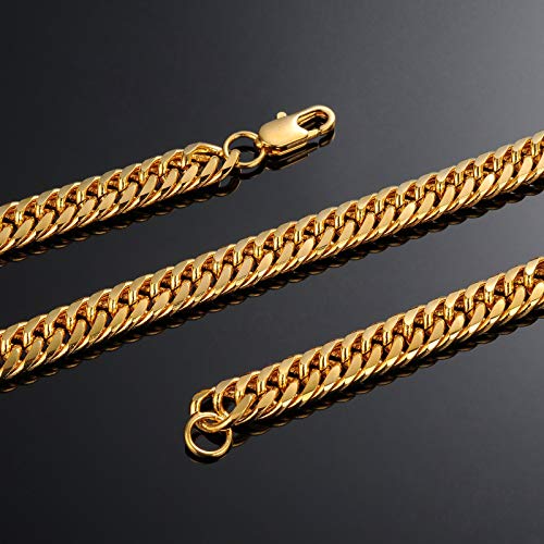 MENCNKI Collar de Oro de 18 Quilates para Hombres, Collar Rugoso dominante de 50 cm / 55 cm / 60 cm Adecuado para Hombres y Adolescentes de la Banda de Rock,55cm
