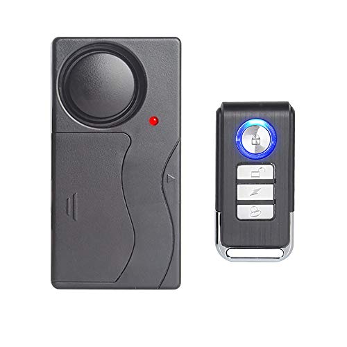 Mengshen Alarma de Vibración Inalámbrica, Alarma Antirrobo para Bicicleta/Motocicleta/Automóvil/Vehículos/Puerta/Ventana, 110db de Voz Alta (Control Remoto Incluido)