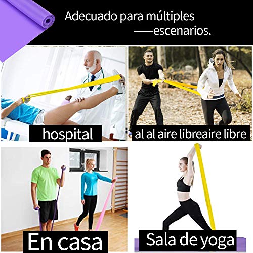 MENGZF12 Banda Elástica Fitness,Largo Yoga Cintas Elásticas Látex Natural para Fitness, Estiramiento, flexibilidad, pilate, Ballet, Gimnasia y rehabilitación, Multifuncional Bandas de Resistencia